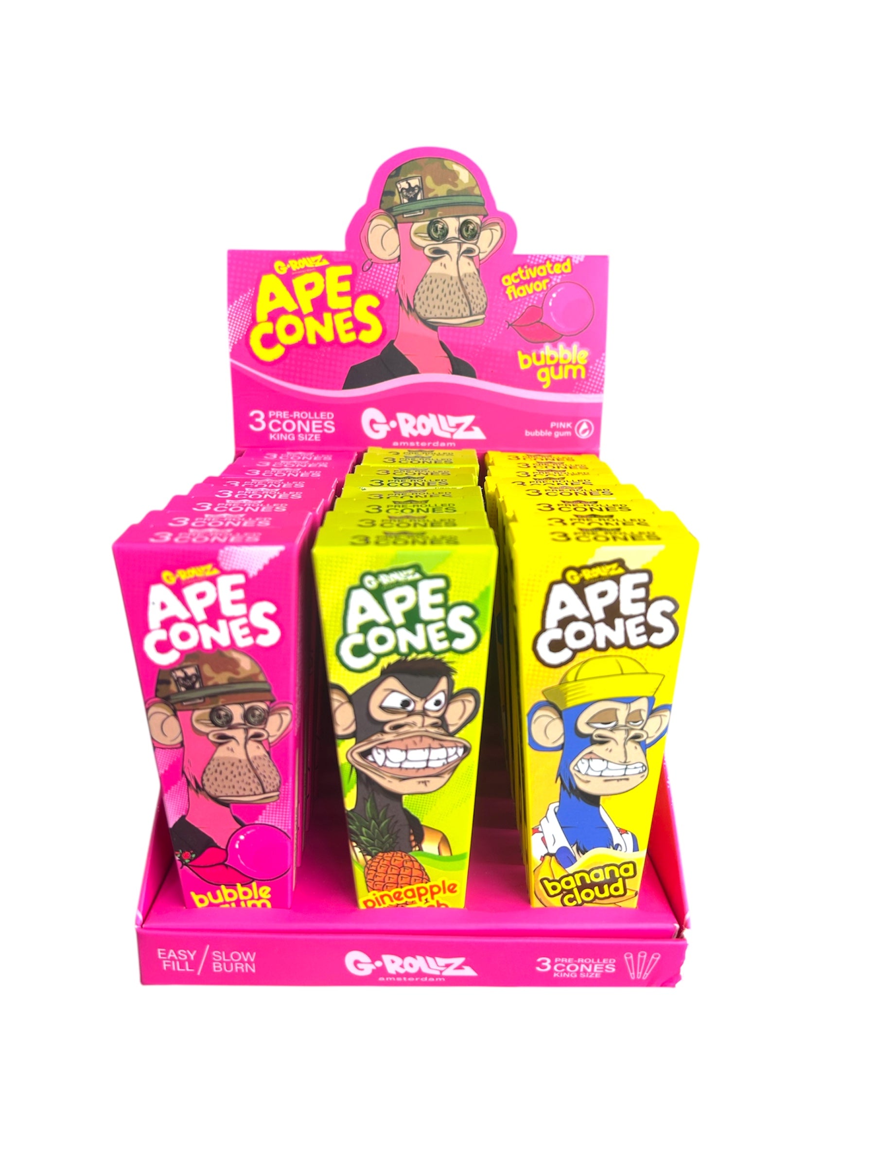 Display Cone Saborizado G-Rollz Ape Cones Mix C/24