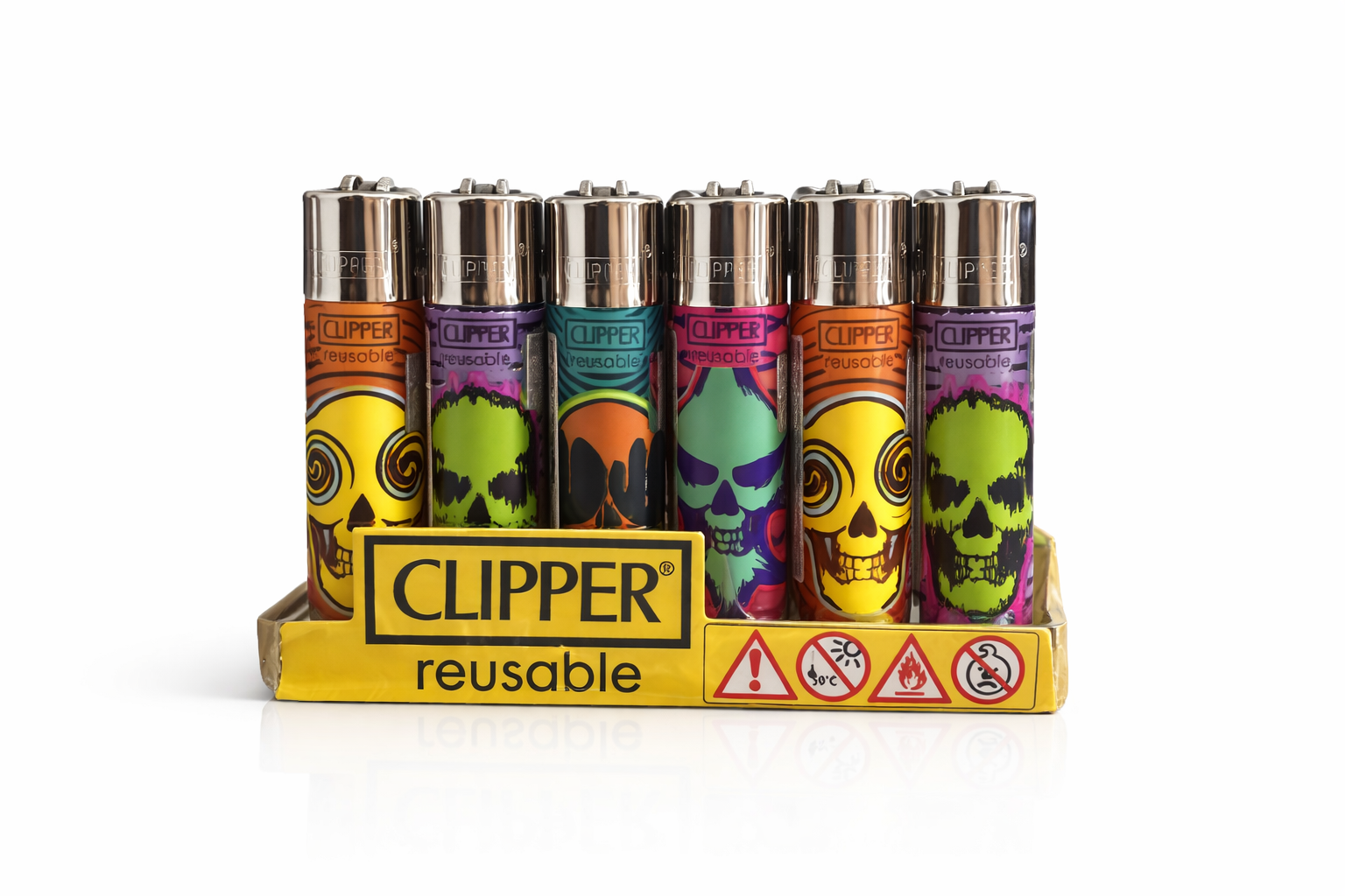 Caixa de Isqueiro Clipper Natural Skulls C/24