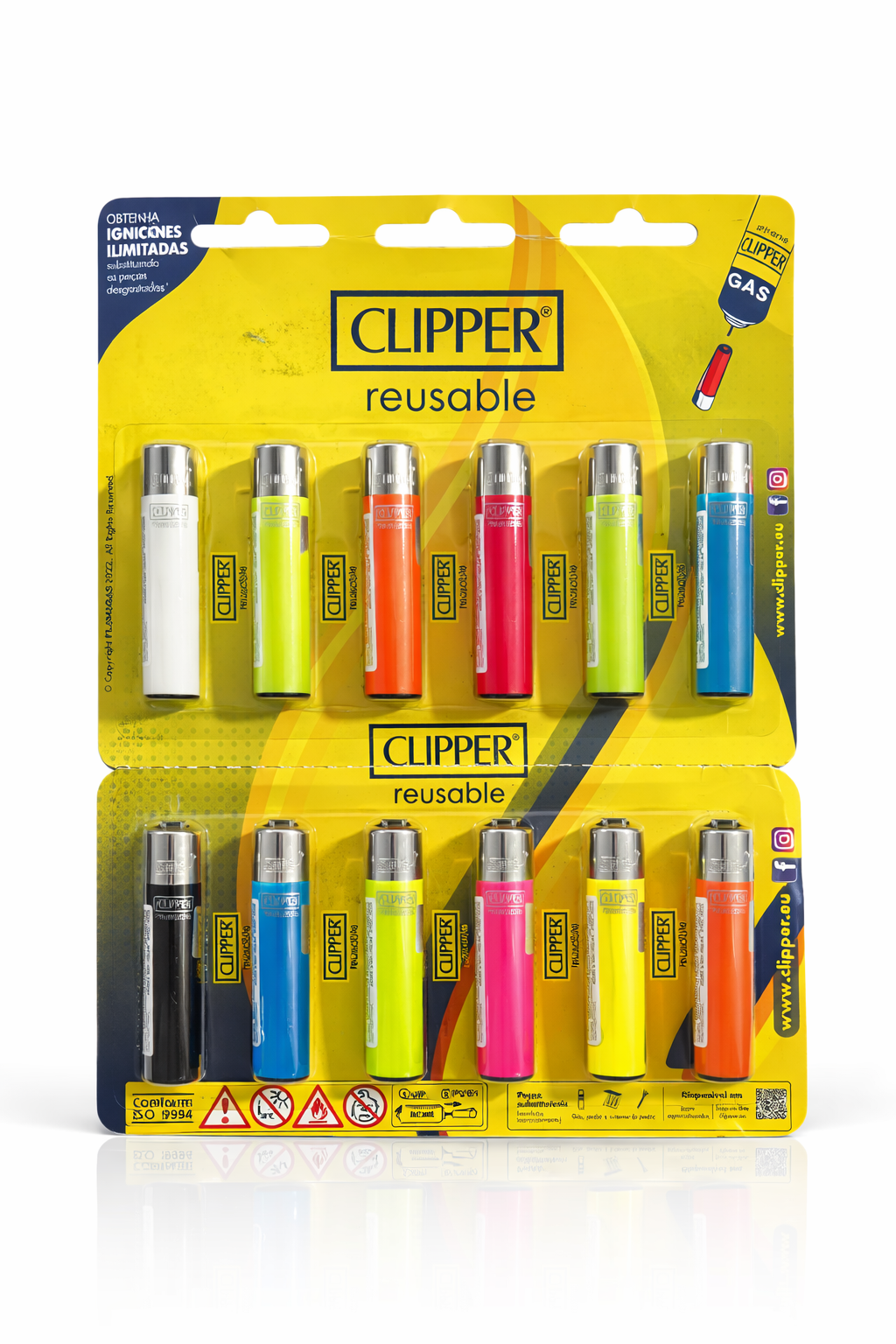Cartela de Isqueiro Clipper Mini Colorido C/12