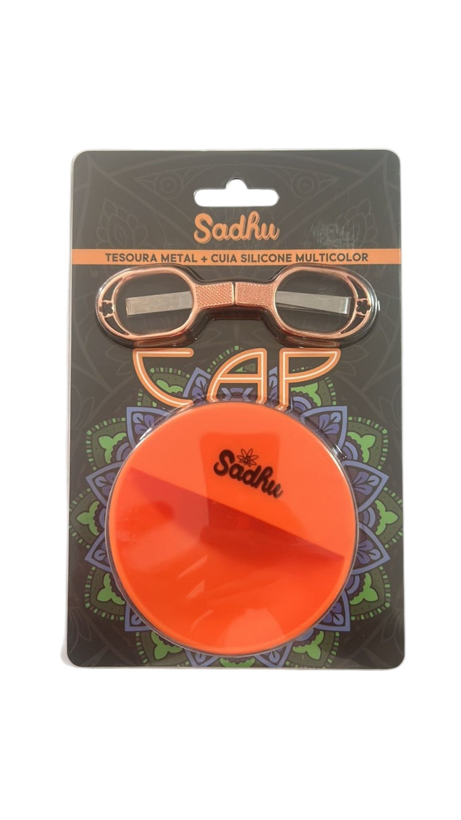 Kit Tesoura Dobrável de Metal + Cuia Sadhu Cap Multicolor