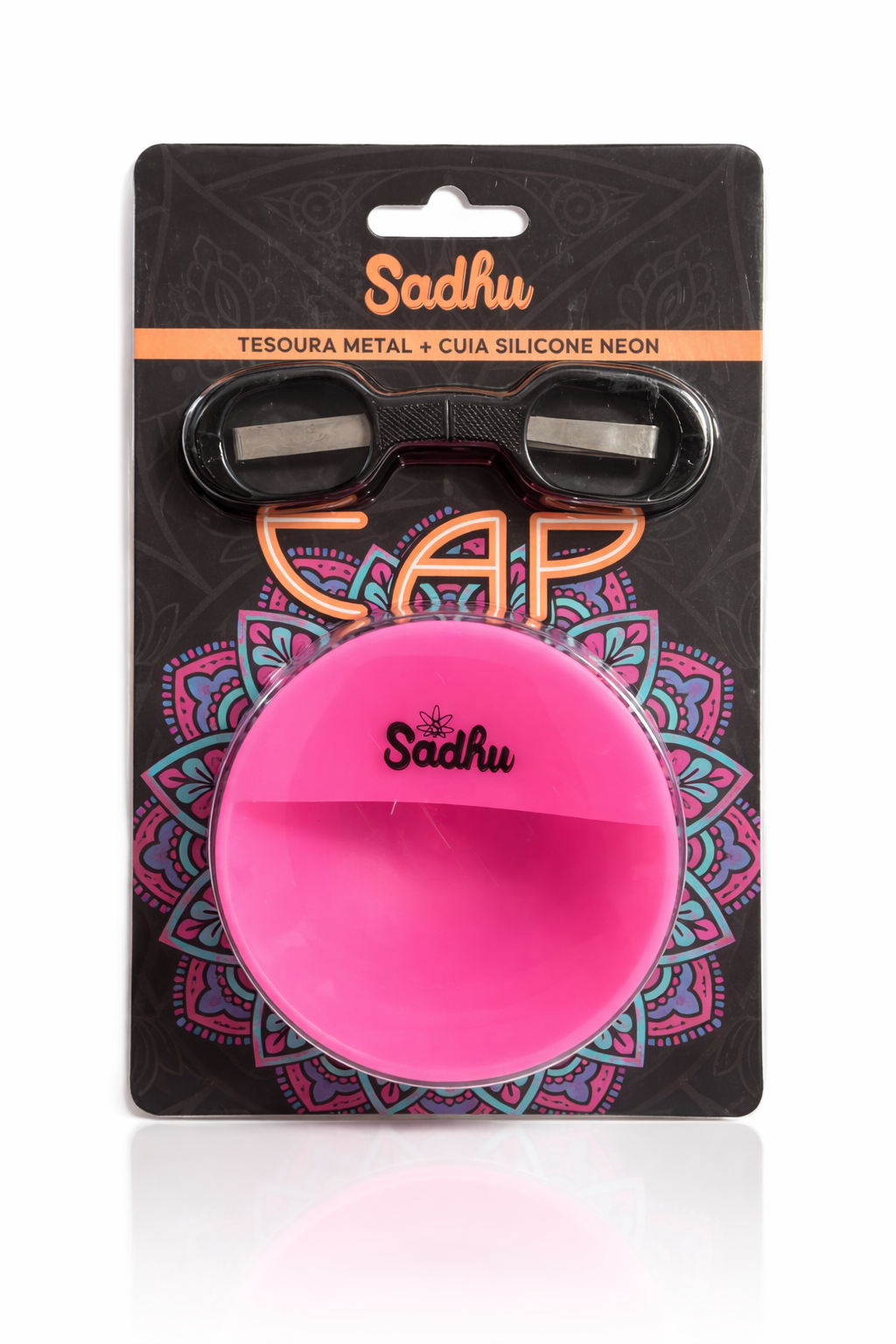 Kit Tesoura Dobrável de Metal + Cuia Sadhu Cap Neon