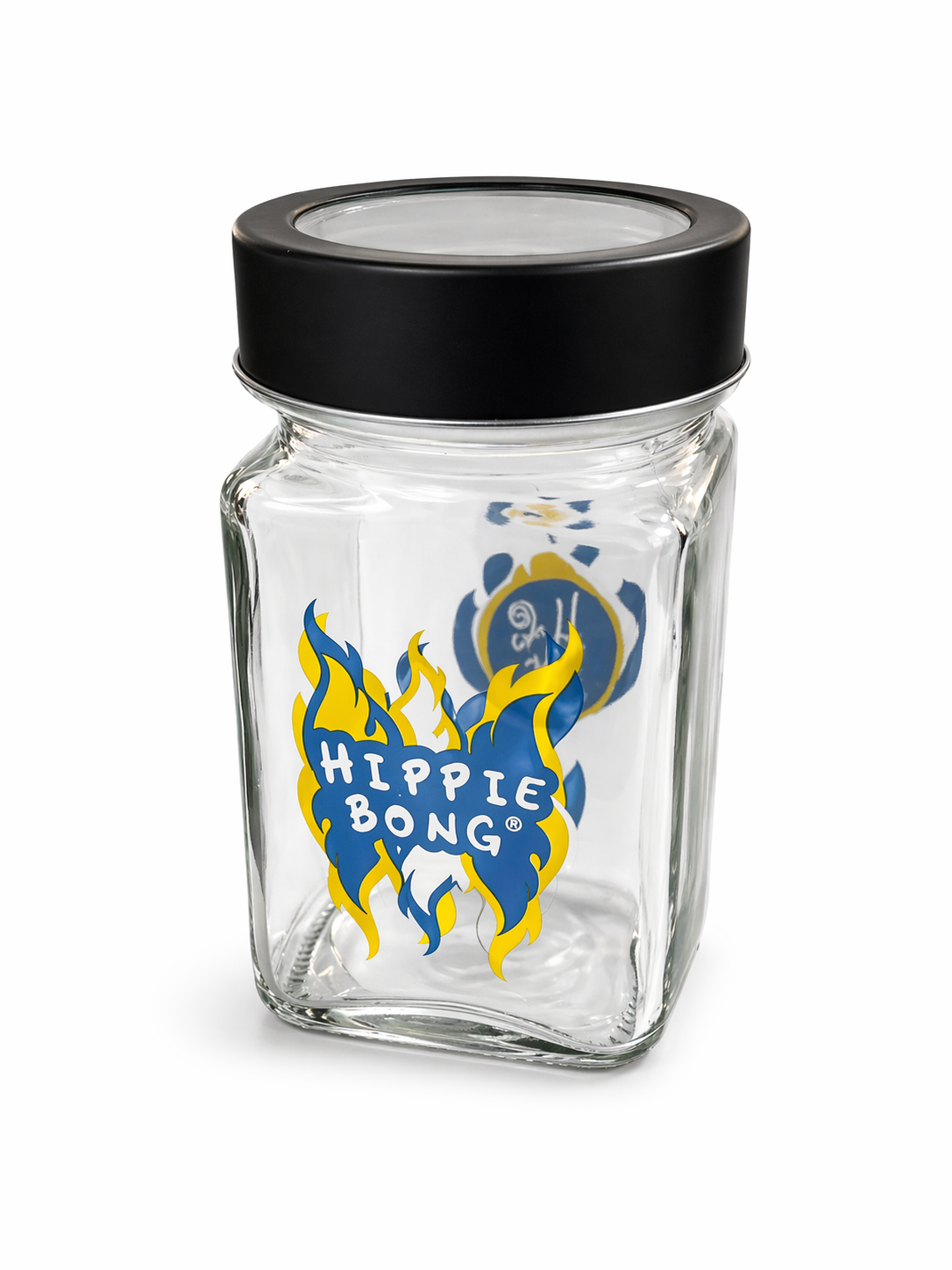 Pote de Vidro Hermético Hippie Bong Quadrado 300ML