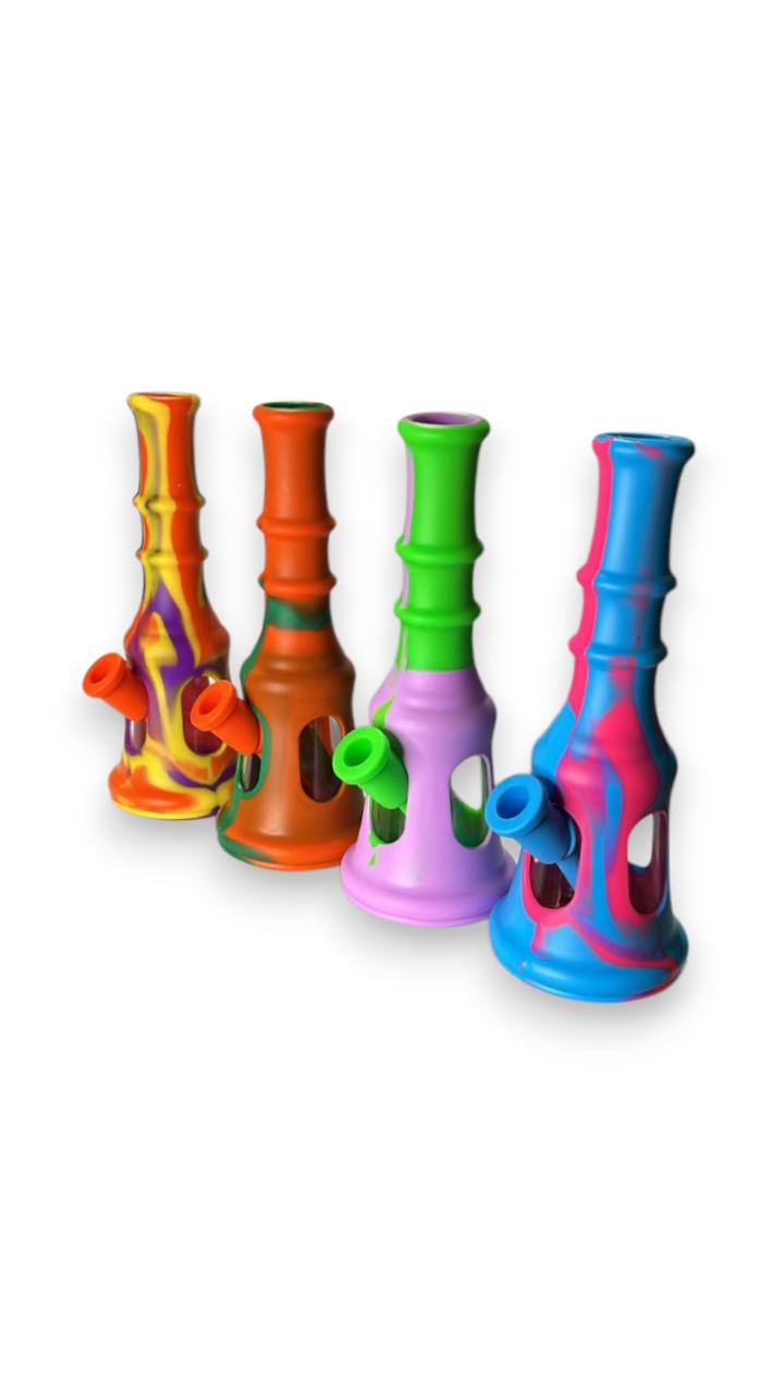 Bong Vidro e Silicone Colorida 20 CM
