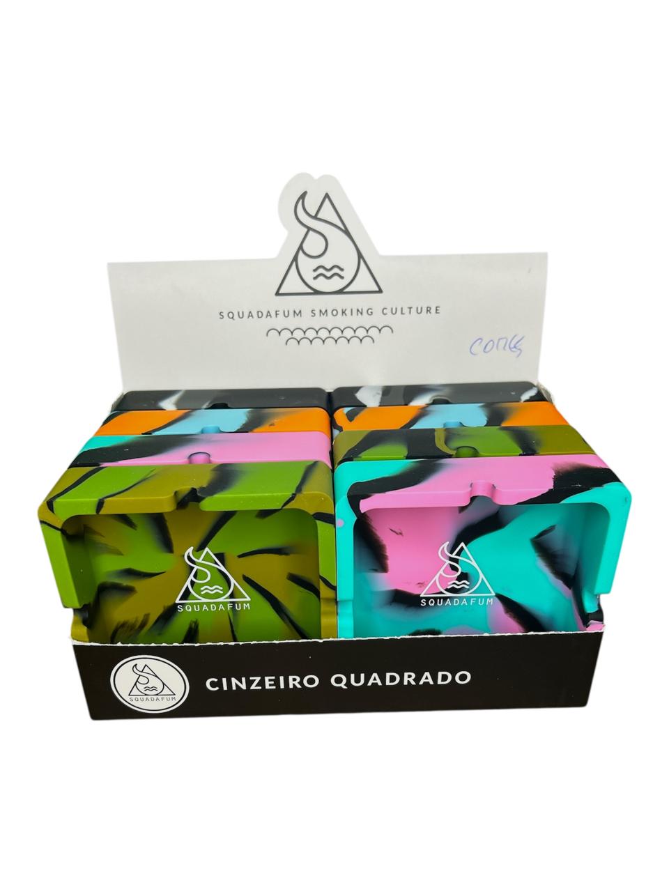 Display Cinzeiro de Silicone Quadrado Squadafum Multi Color C/8