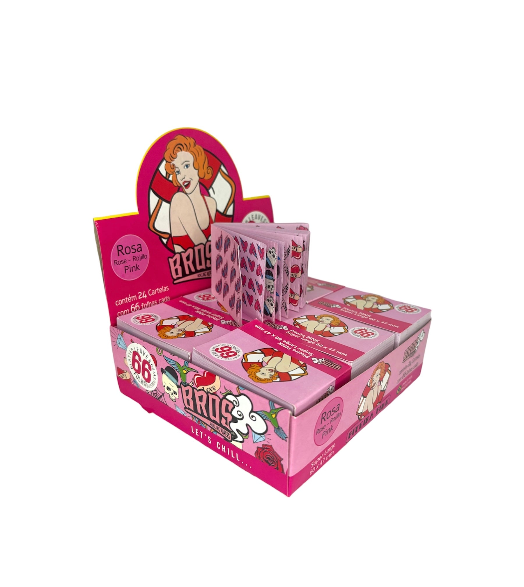 Caixa de Piteira Bros Rosa Larga Old School