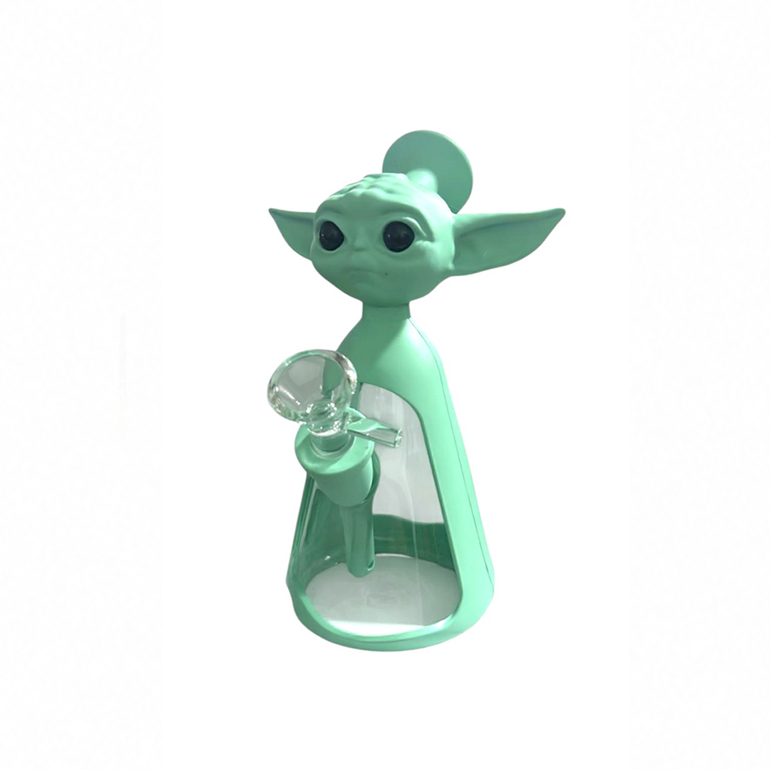 Bong de Vidro e Silicone Yoda 18CM