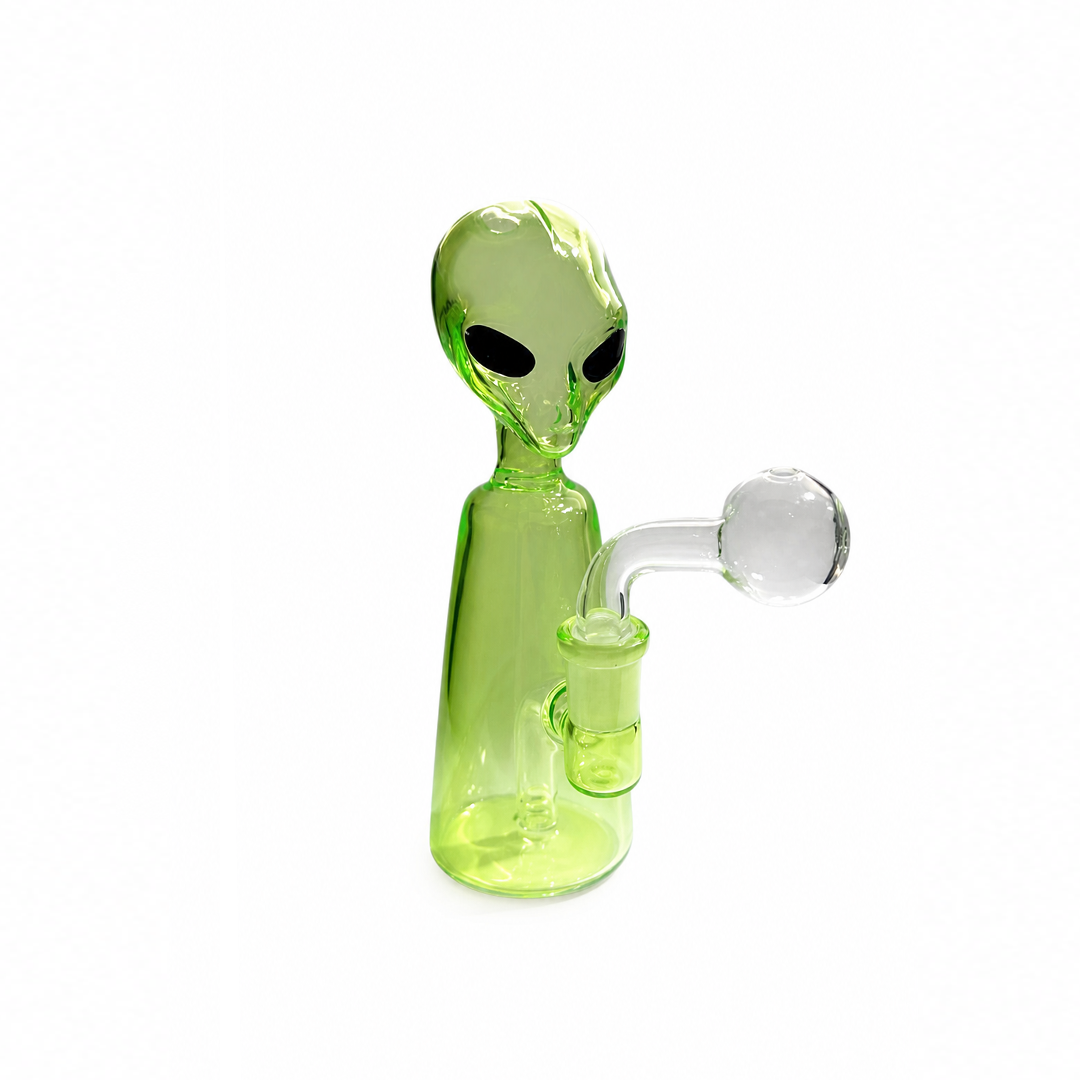Bong de Vidro P/ Dab Abduzido Alien Verde 14CM