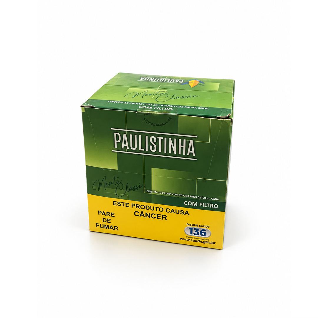 Caixa De Palheiro Paulistinha Menta Classic C/Filtro C/10