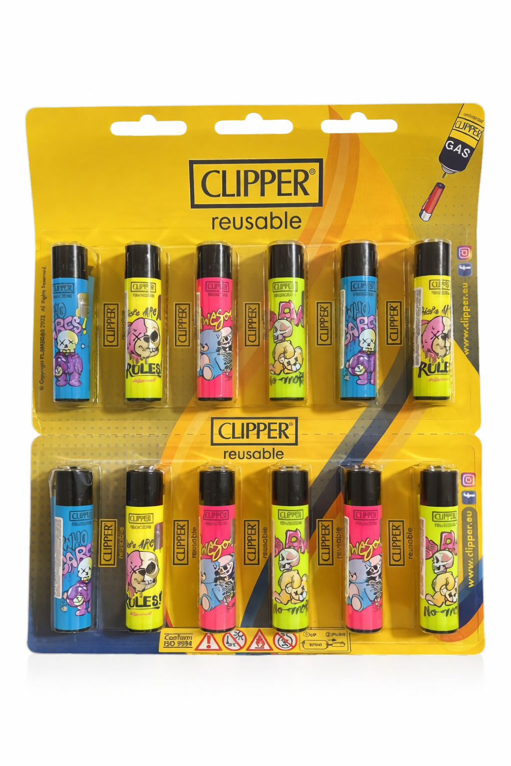 Cartela de Isqueiro Clipper Bear Skulls C/12