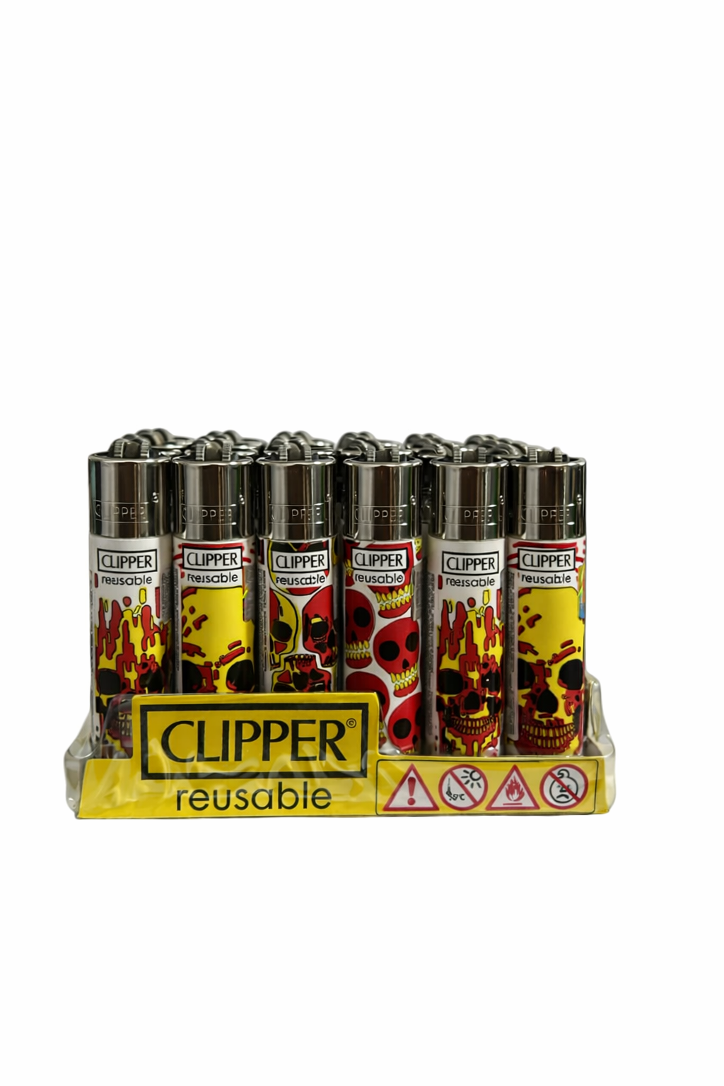 Caixa de Isqueiro Clipper Skull Fire C/24