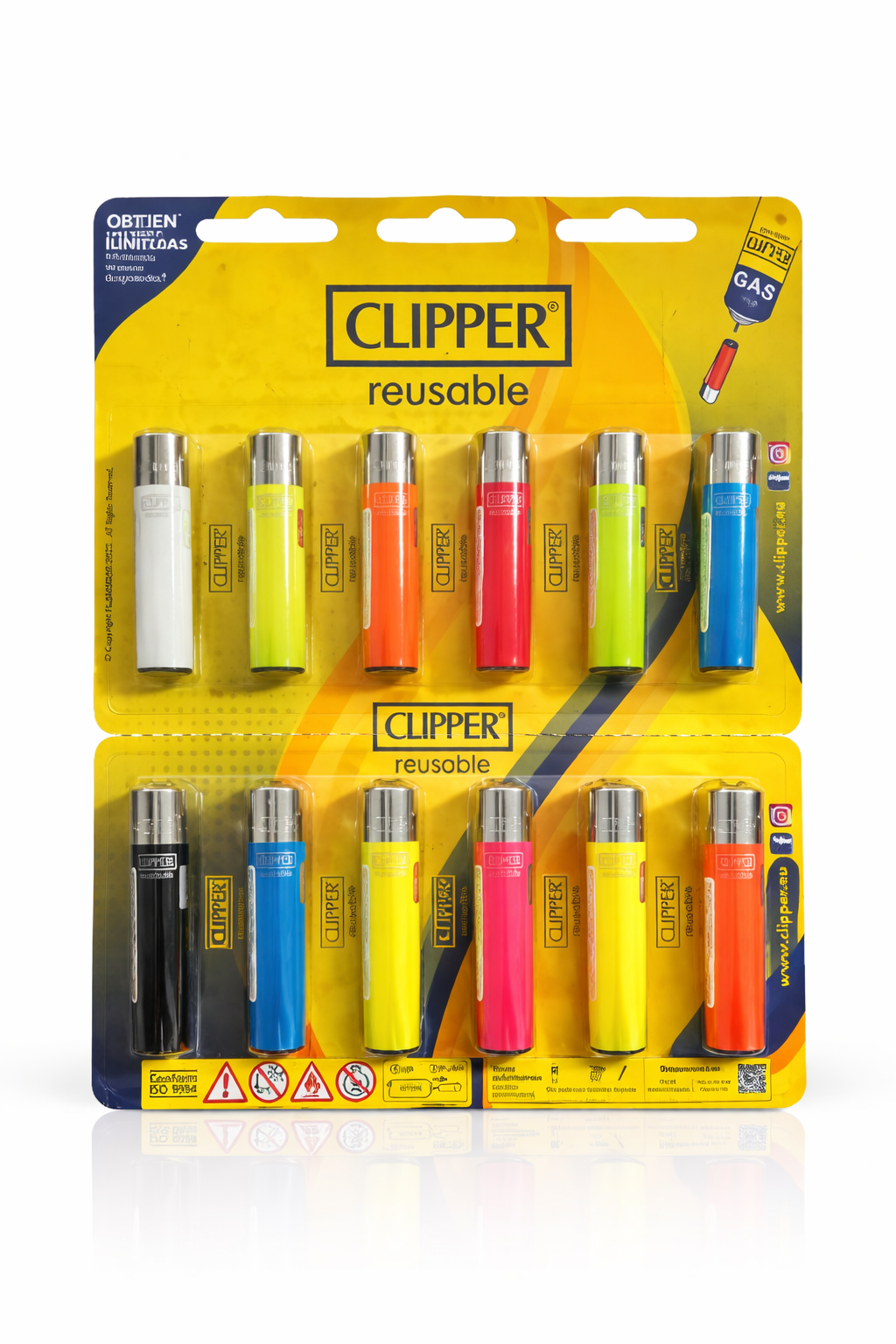 Cartela de Isqueiro Clipper Colorido C/12