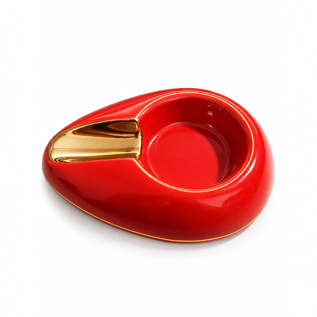 Cinzeiro de Resina P/ Charuto Vermelho Oval