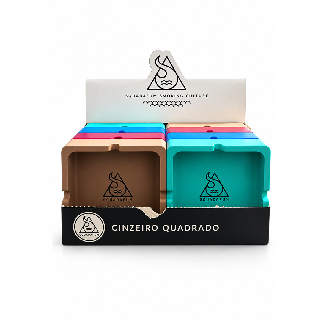 Display Cinzeiro de Silicone Quadrado Liso Squadafum C/8
