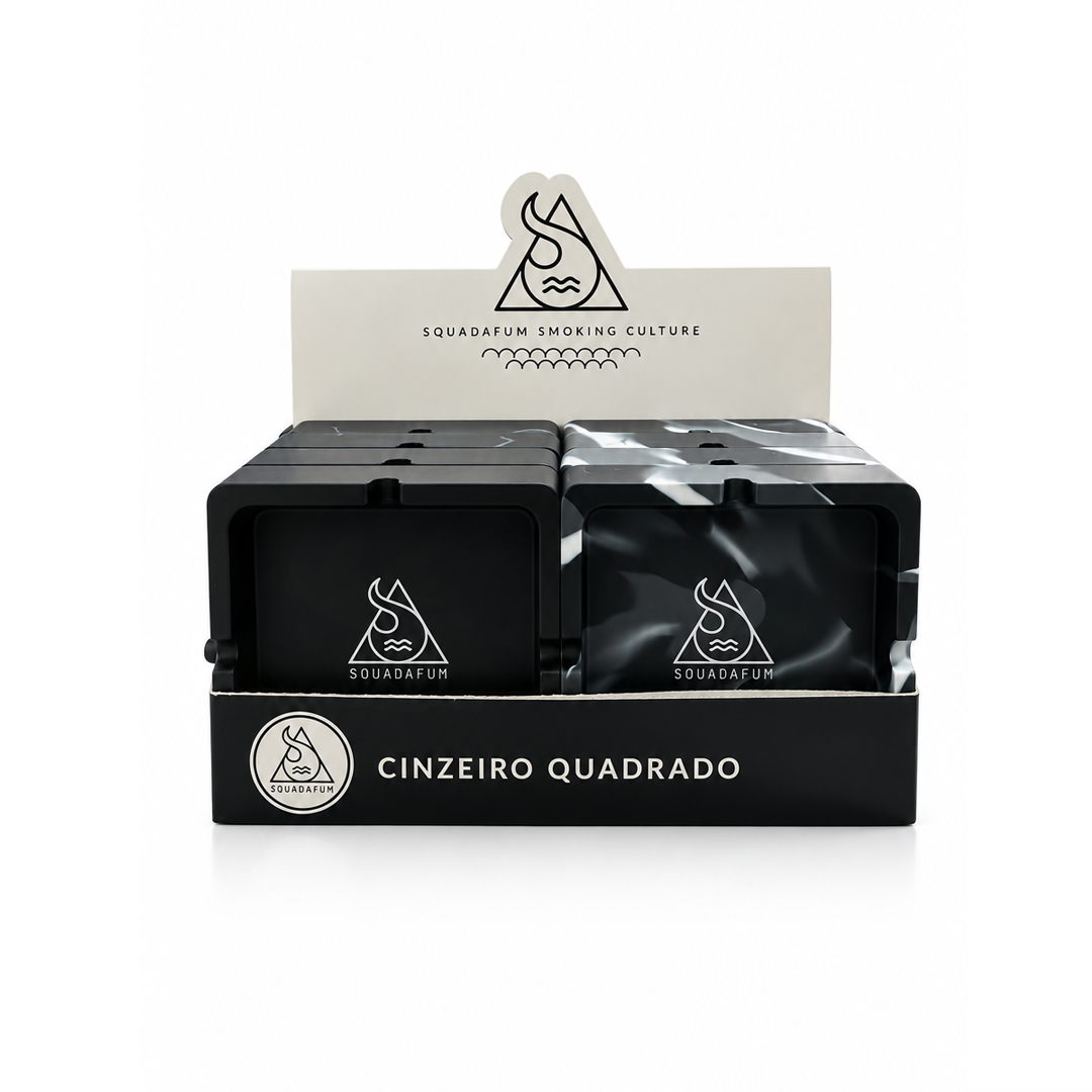 Display Cinzeiro de Silicone Quadrado Squadafum Preto C/8