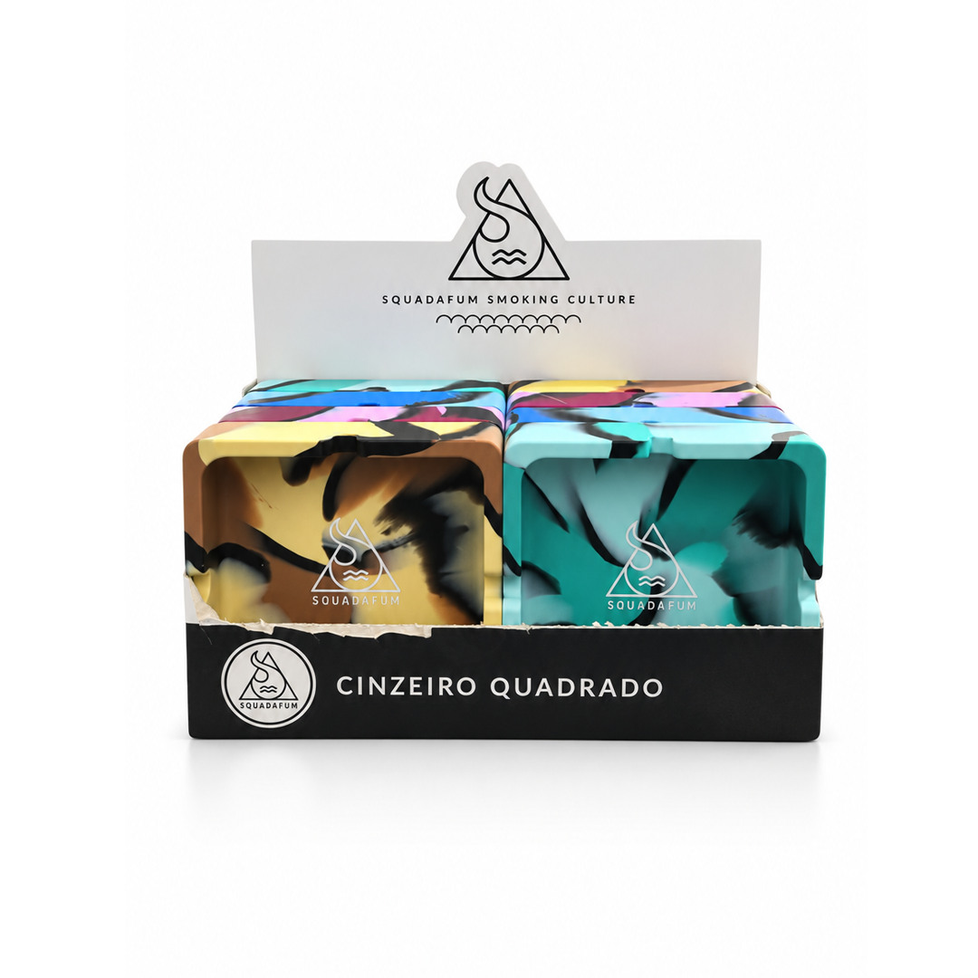 Display Cinzeiro de Silicone Quadrado Squadafum Tie Dye C/8