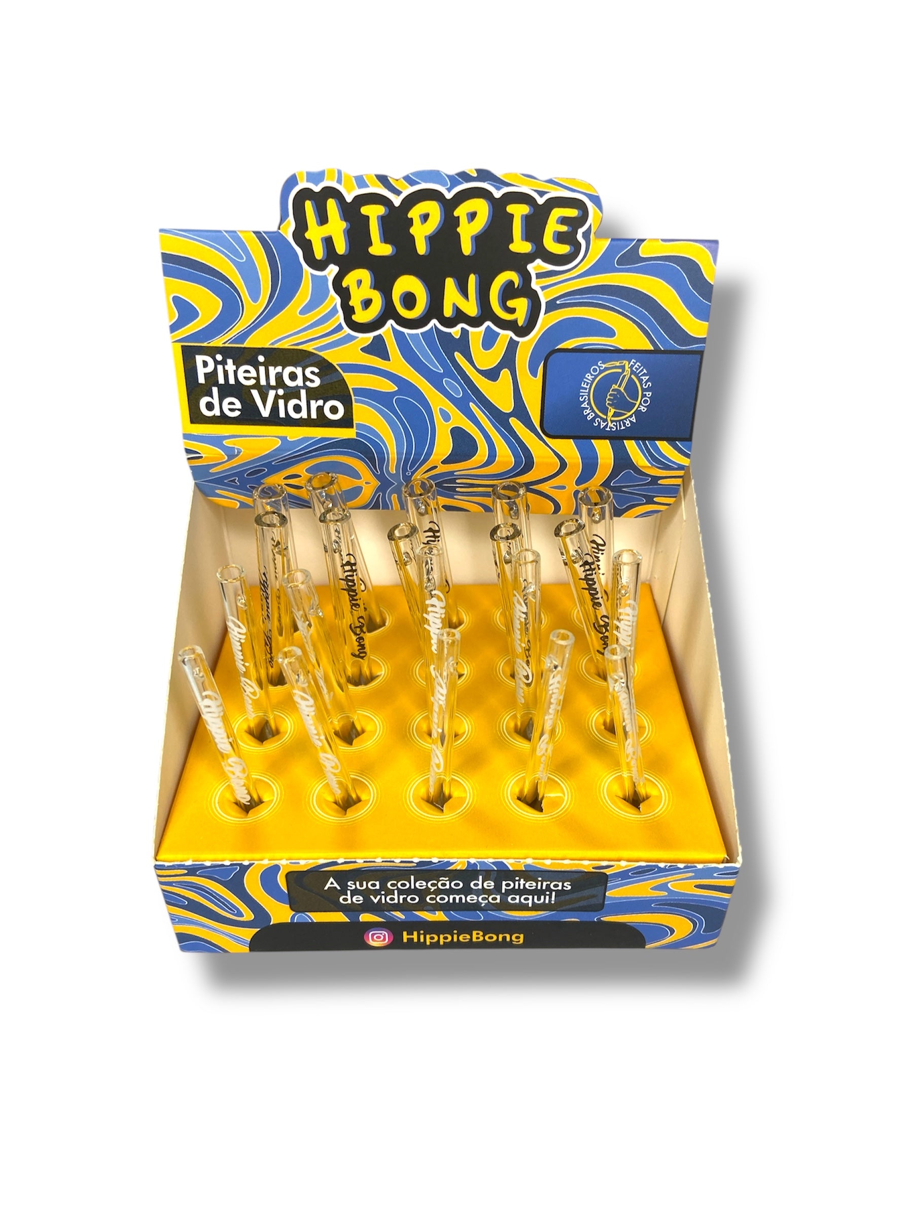 Piteira de Vidro Hippie Bong Sem Bocal C/20