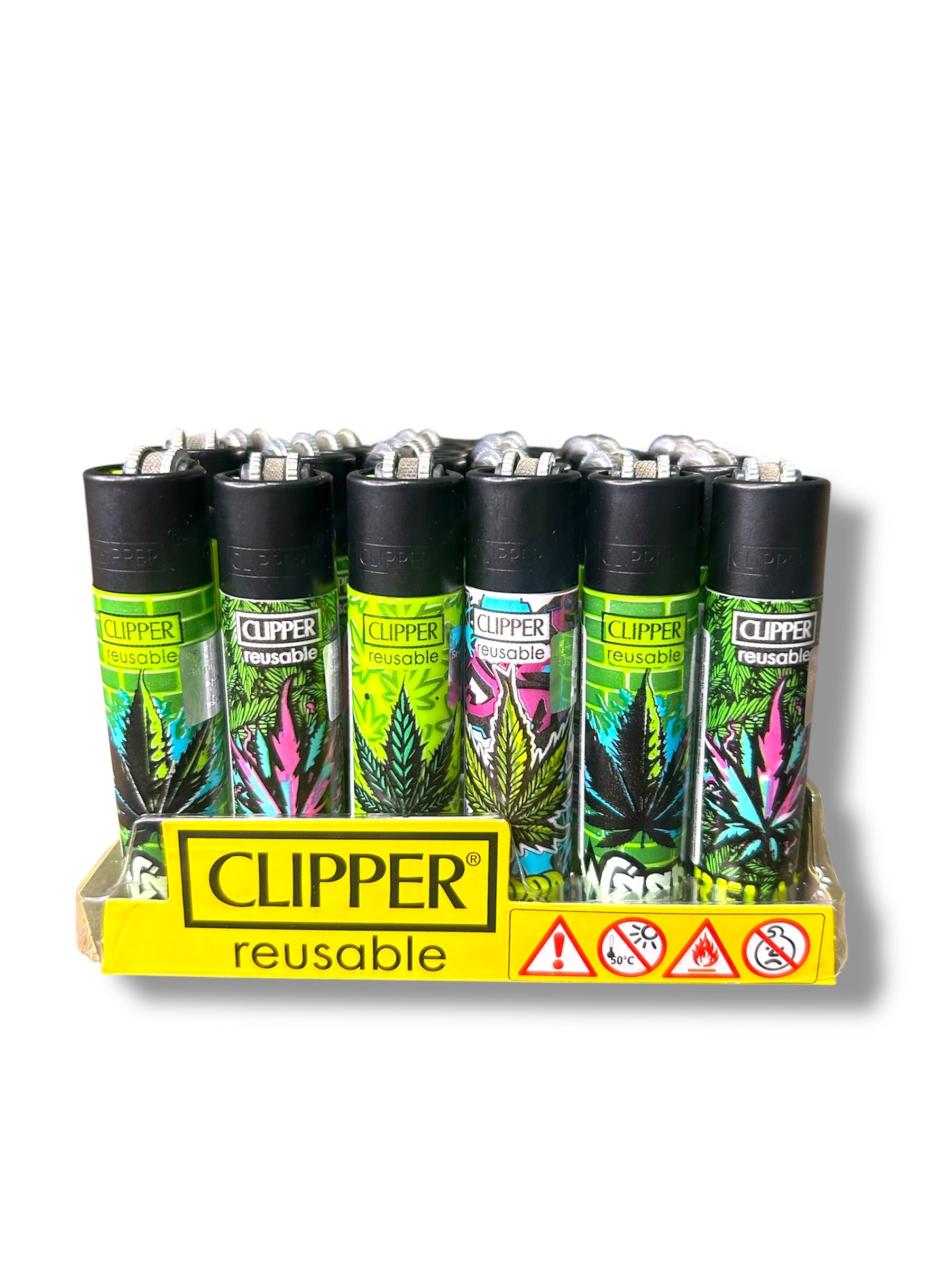 Caixa de Isqueiro Clipper Graff Weed C/24