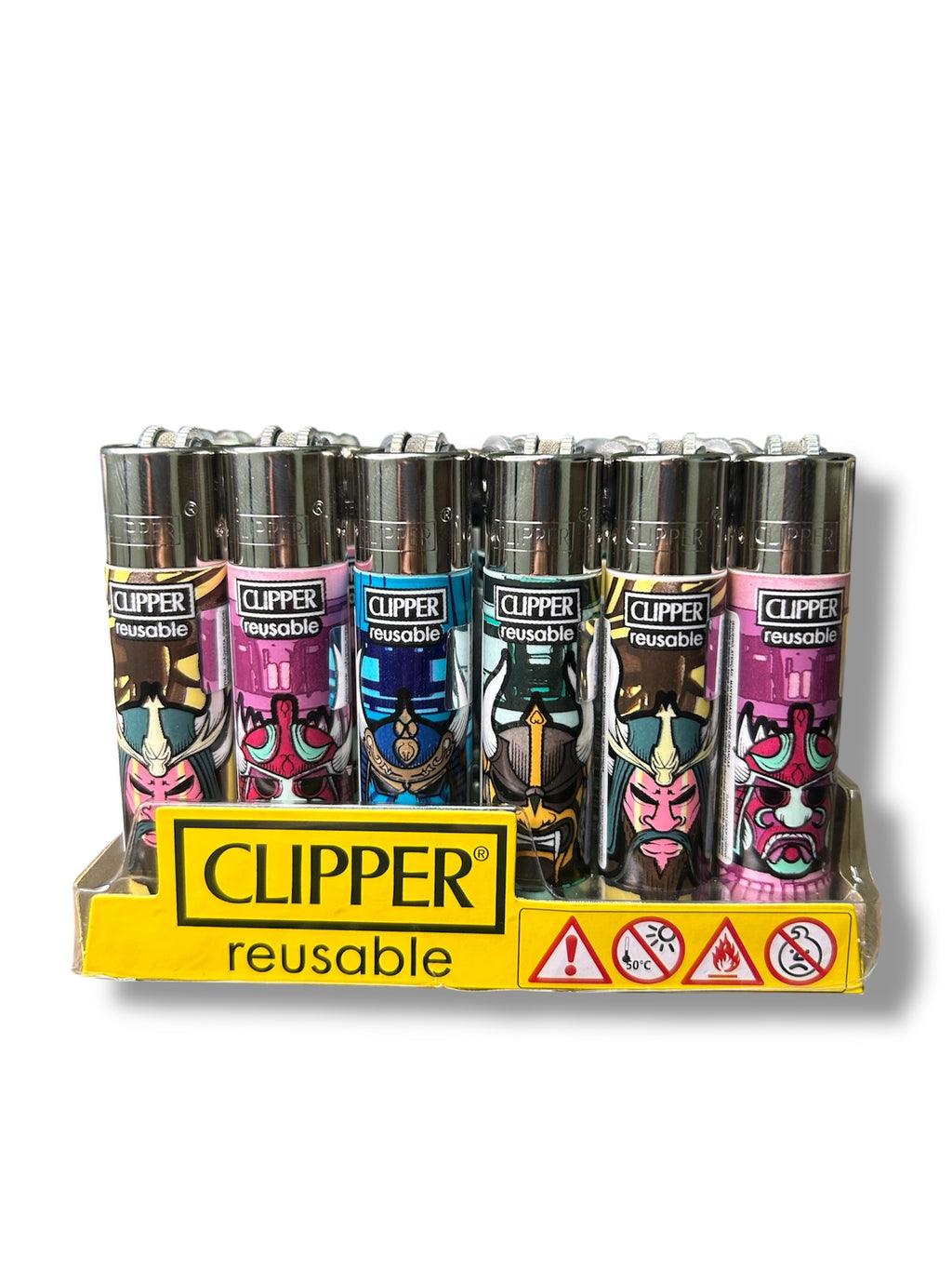 Caixa de Isqueiro Clipper Samurai Masks C/24 - Distribuidora Lemon