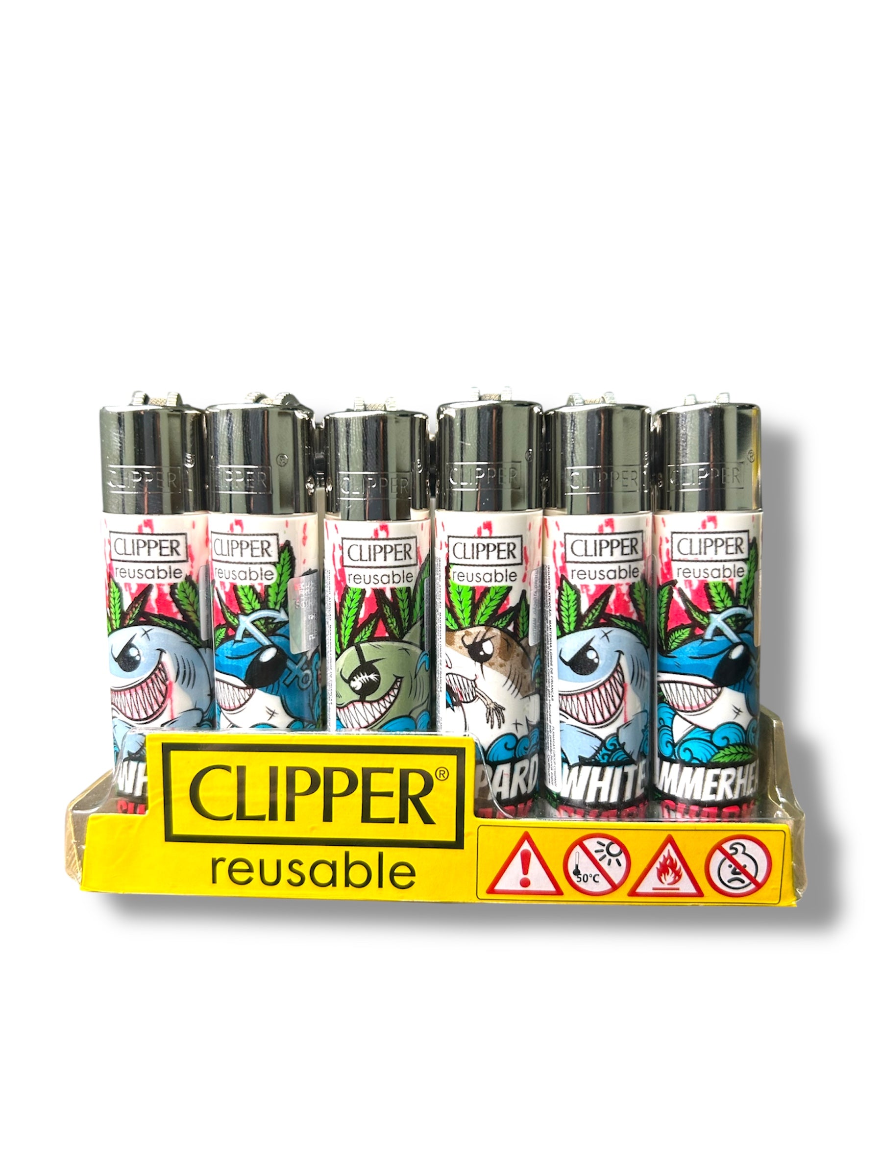 Caixa de Isqueiro Clipper Shark Weed C/24