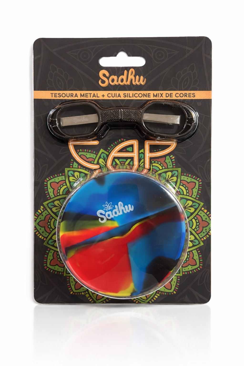 Kit Tesoura Dobrável de Metal + Cuia Sadhu Cap Mix de Cores