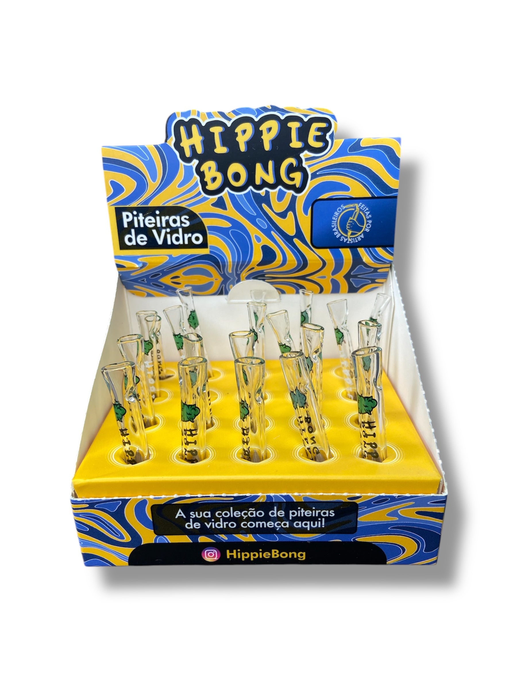 Piteira de Vidro Hippie Bong Com Bocal C/20