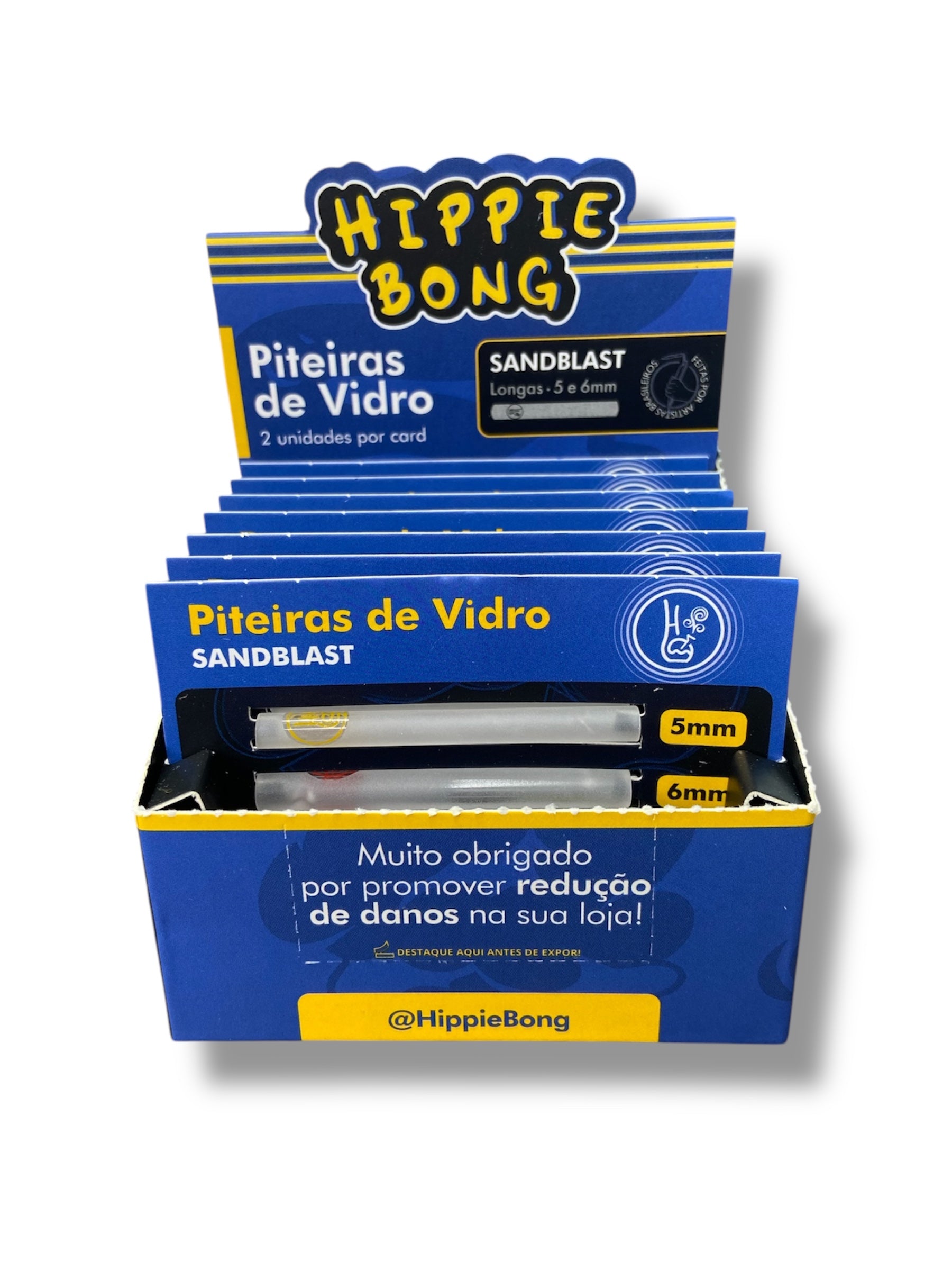 Piteira de Vidro Sandblast Hippie Bong C/14