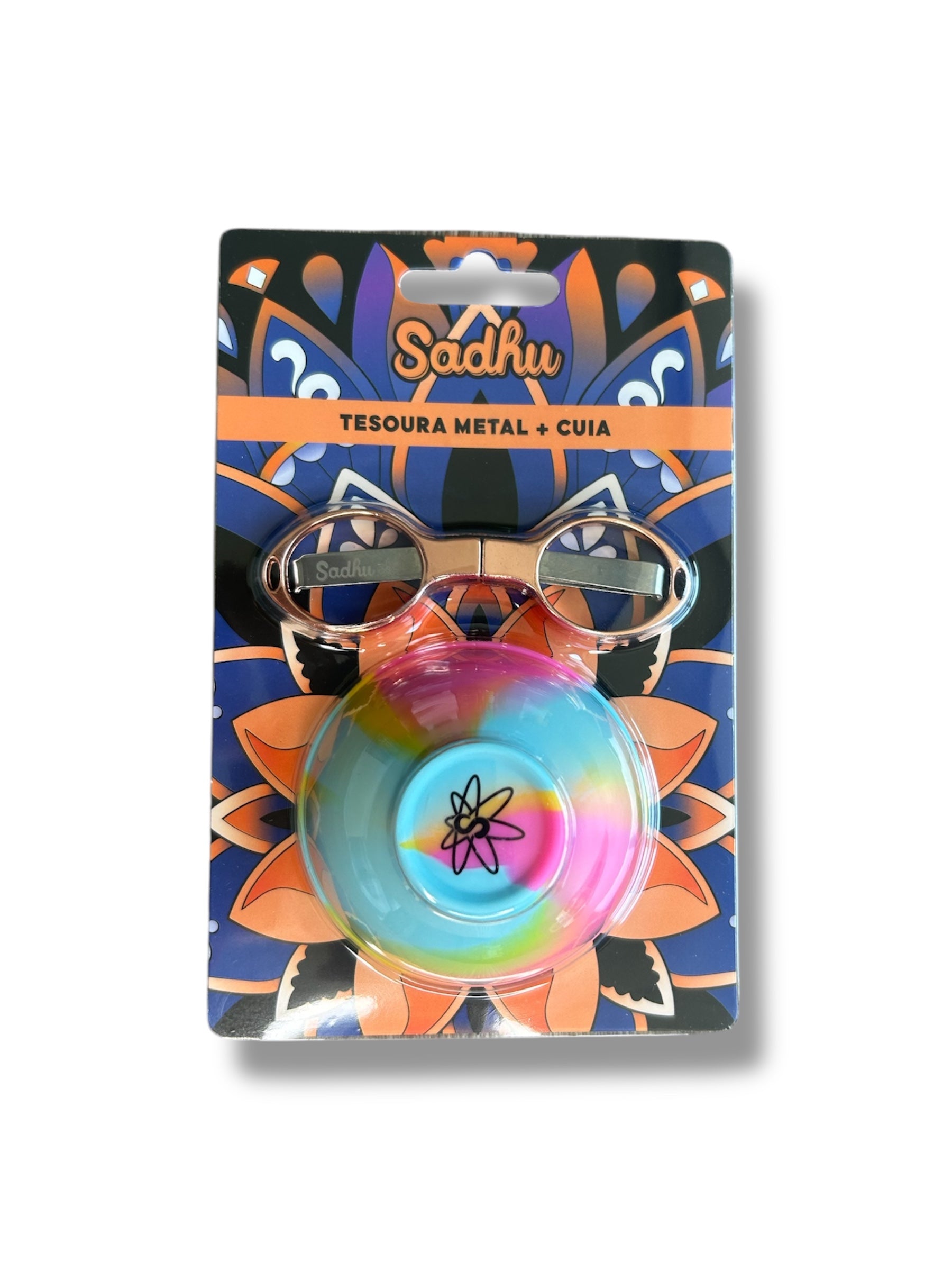 Kit Tesoura dobrável de metal + Cuia Sadhu