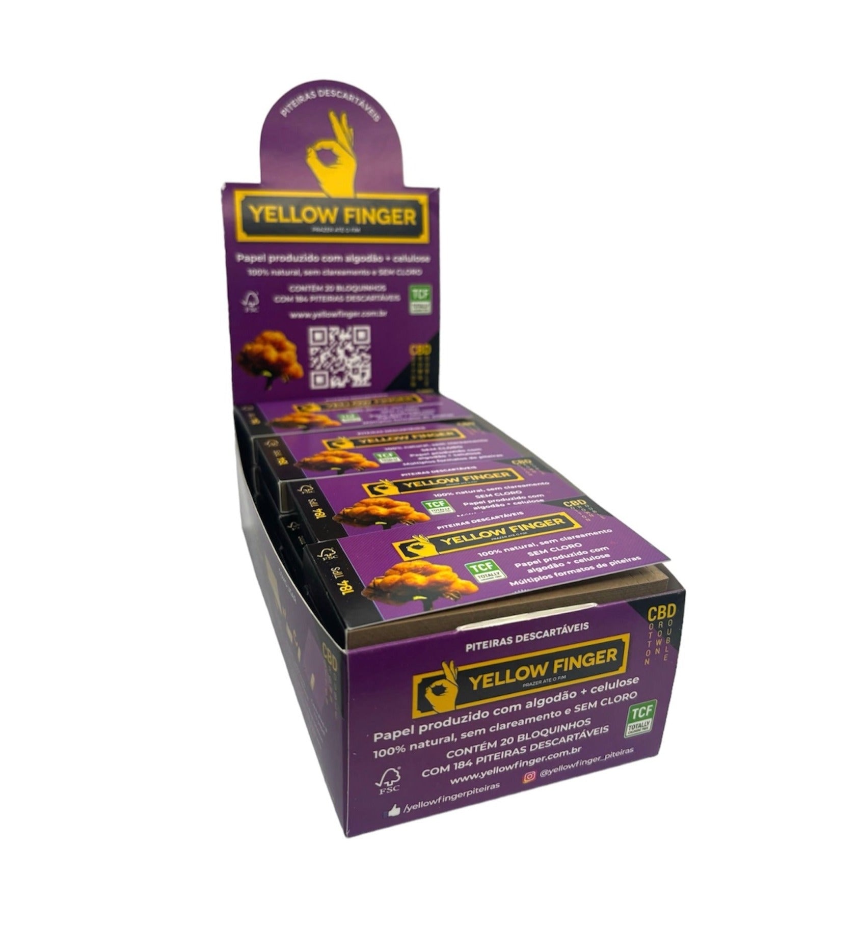 Caixa de Piteira Yellow Finger Brown CBD