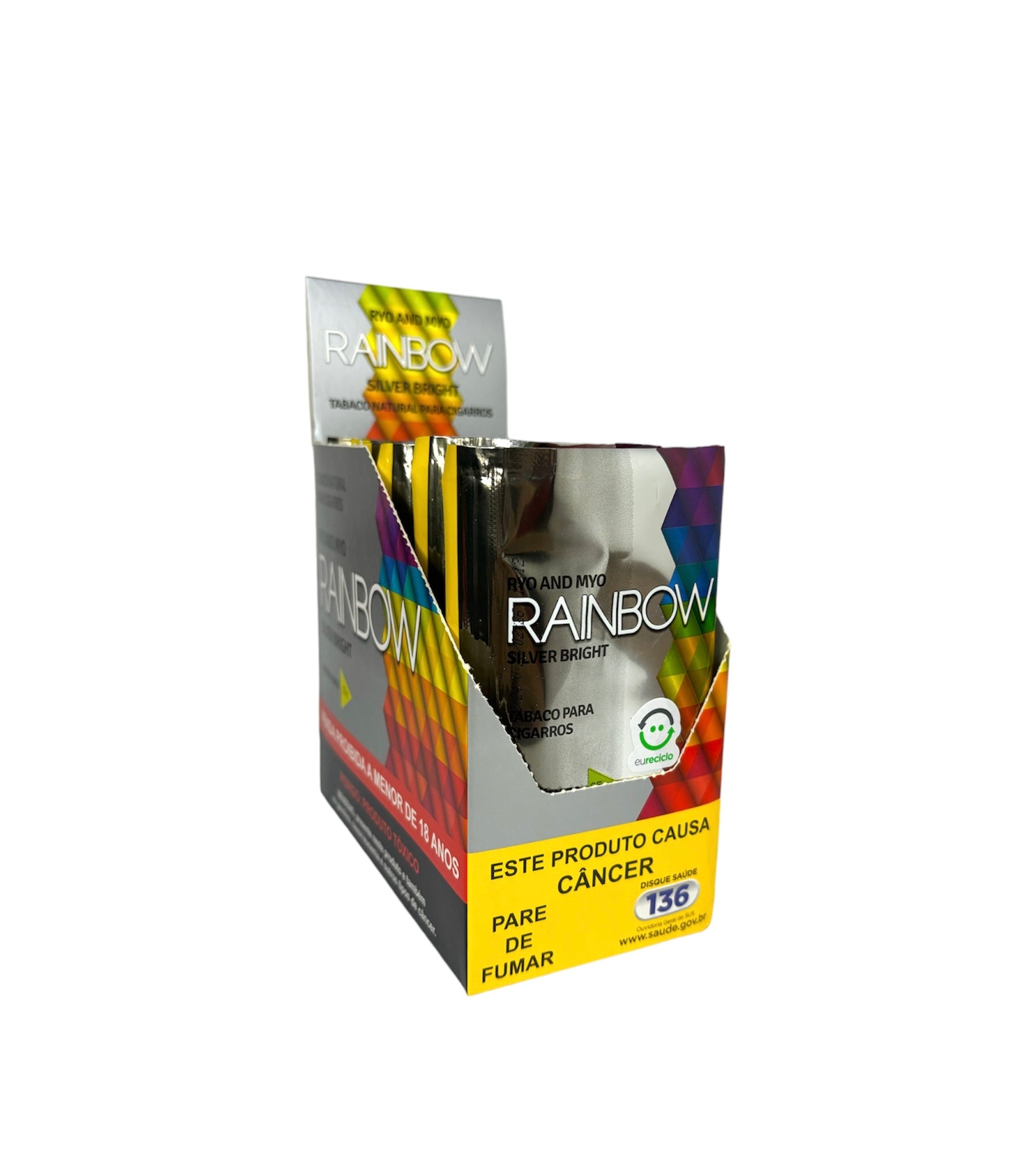 Caixa de Tabaco Rainbow Prata C/6