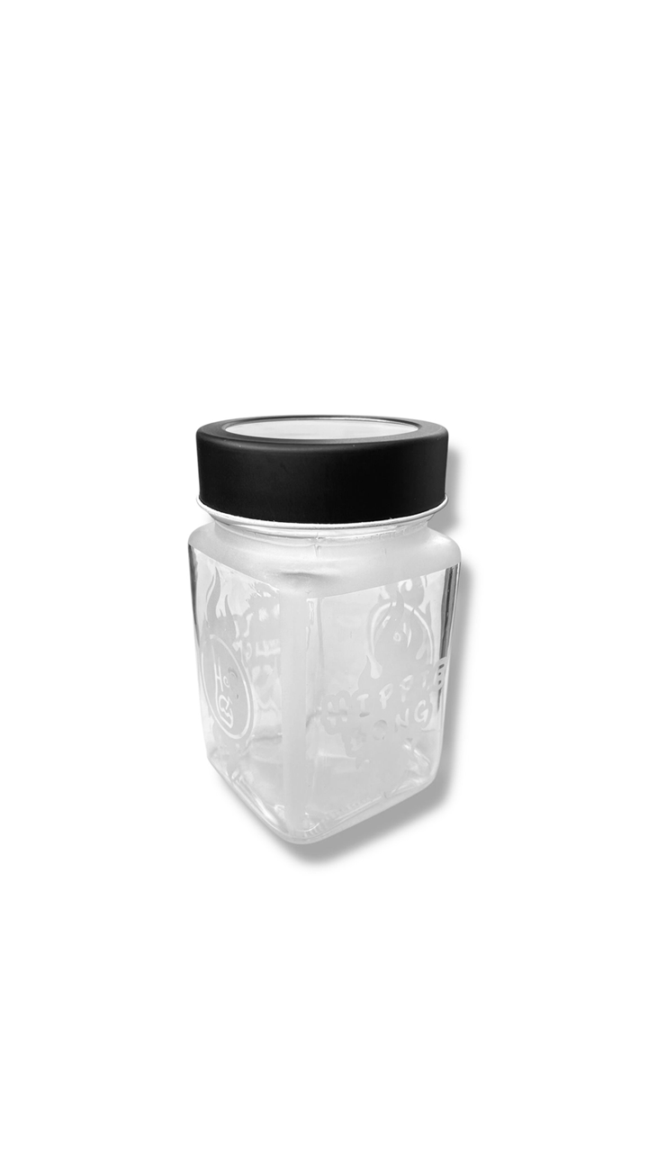 Pote de Vidro Sandblast Optical Ganja Quadrado 300ML