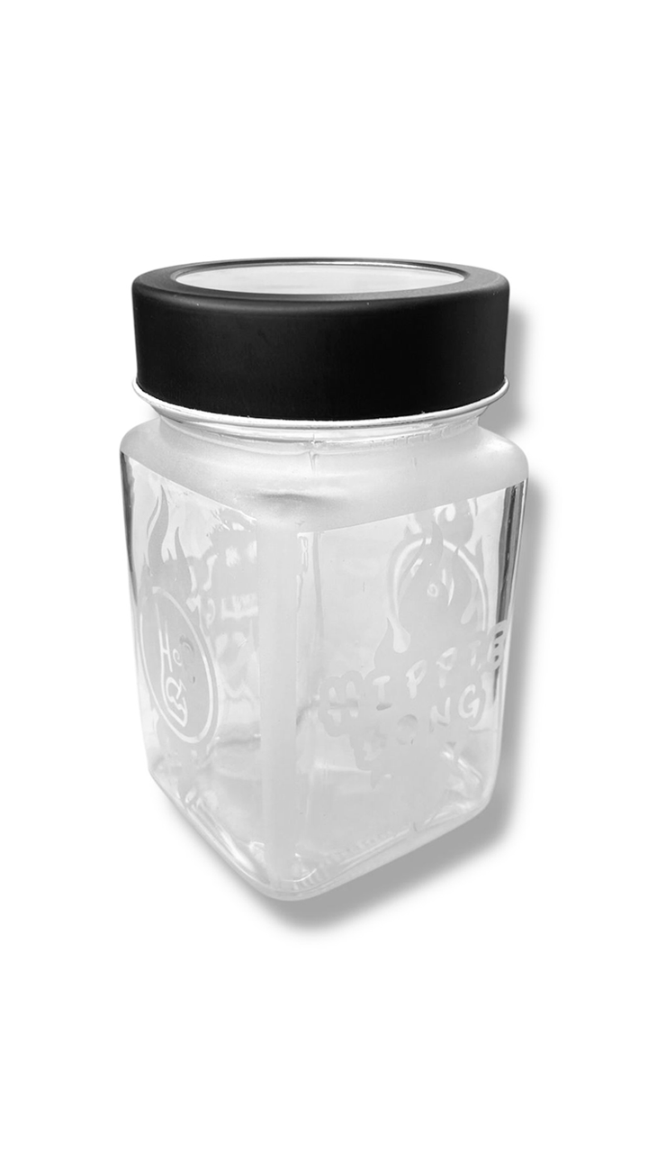 Pote de Vidro Sandblast Optical Ganja Quadrado 300ML