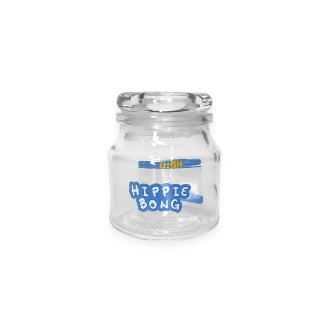 Pote de Vidro Hermético Hippie Bong Strains 140ML