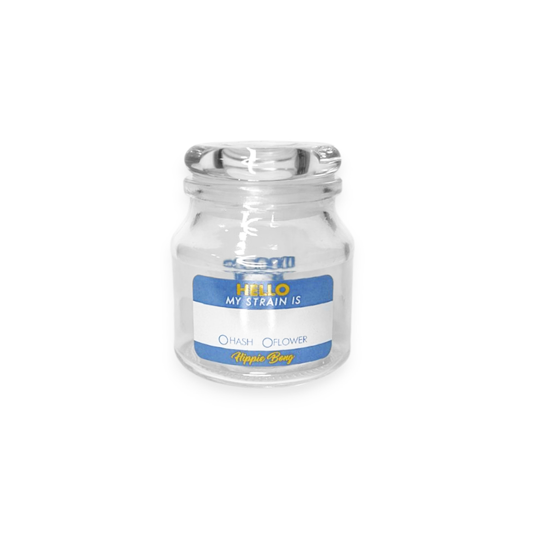 Pote de Vidro Hermético Hippie Bong Strains 140ML
